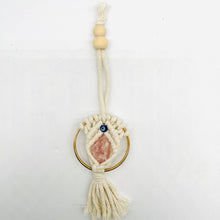 Load image into Gallery viewer, Evil Eye Rose Quartz Macrame Hanger