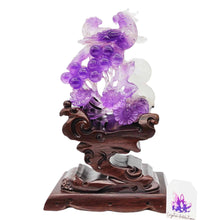 Load image into Gallery viewer, Lavender Quartz Unique Carving + Custom Sandalwood Stand # 17