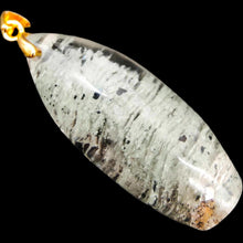 Load image into Gallery viewer, Scenic Garden Quartz + Black Mica Gold Pendant # 186