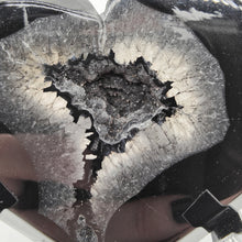 Load image into Gallery viewer, Black Druzy Agate Heart + Stand # 138