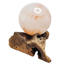 Load image into Gallery viewer, Fire Quartz Sphere + Custom Wood Stand # 76
