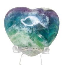 Load image into Gallery viewer, Snowflake Rainbow Fluorite Heart # 171