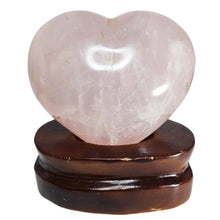 Load image into Gallery viewer, Rose Quartz Heart + Wooden Stand XL # 126