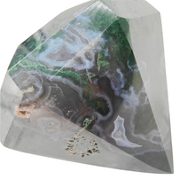 Load image into Gallery viewer, Moss Agate Diamond + Stand # 158