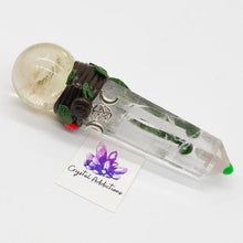 Load image into Gallery viewer, Clear Quartz + Citrine Sphere Wand # 164
