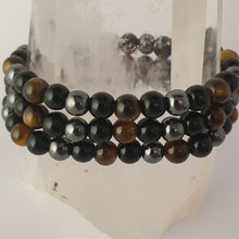Load image into Gallery viewer, Hematite, Black Obsidian & Tigers Eye Bracelet
