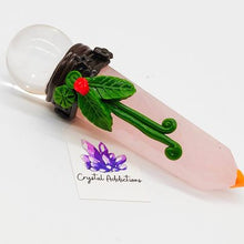 Load image into Gallery viewer, Rose Quartz + Clear Quartz Sphere Wand # 100