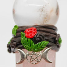 Load image into Gallery viewer, Rose Quartz + Clear Quartz Sphere Wand # 100