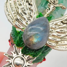 Load image into Gallery viewer, Rose Quartz & Green Fluorite D/T Wand + Labradorite & Abalone Shell # 106