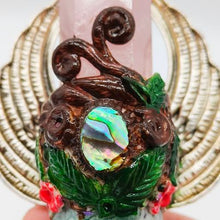 Load image into Gallery viewer, Rose Quartz & Green Fluorite D/T Wand + Labradorite & Abalone Shell # 159