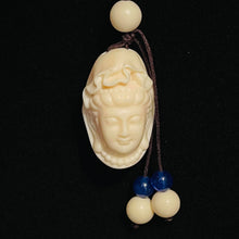 Load image into Gallery viewer, Tagua Nut Guanyin Buddha Keyring