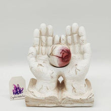 Load image into Gallery viewer, White Resin Prayer Hand Sphere Stand