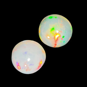 White Opal Round Gemstone x2