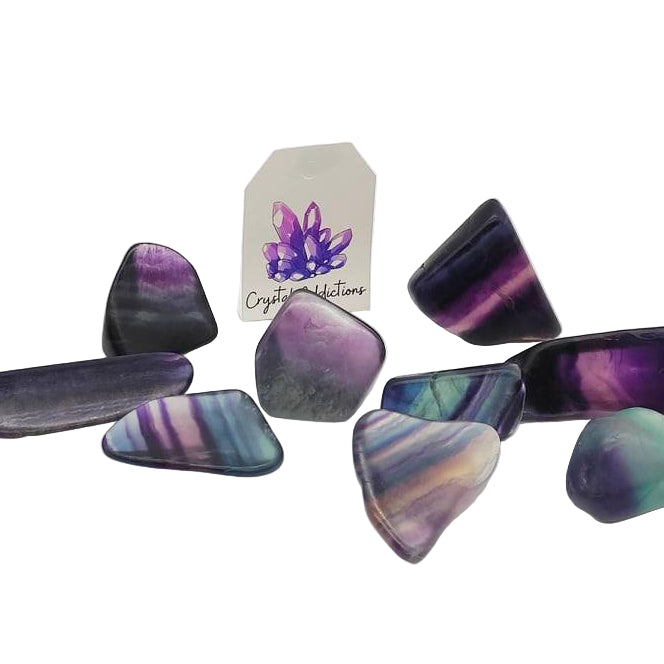 LISA MILES - GRID GAME - Rainbow Fluorite High Grade Polished Freeform X3