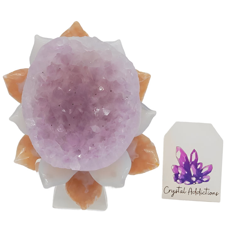 Druzy Agate Amethyst Lotus Flower # 184