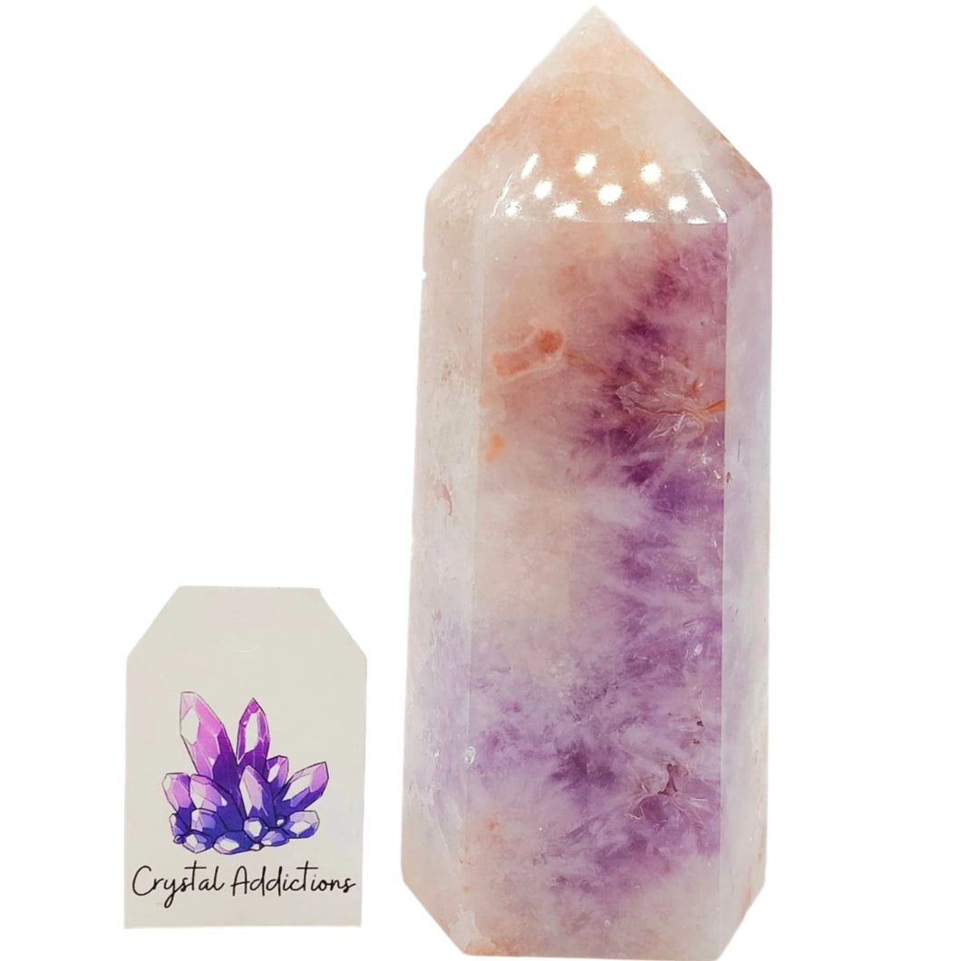 Flower Agate Point + Amethyst Inclusions  # 58