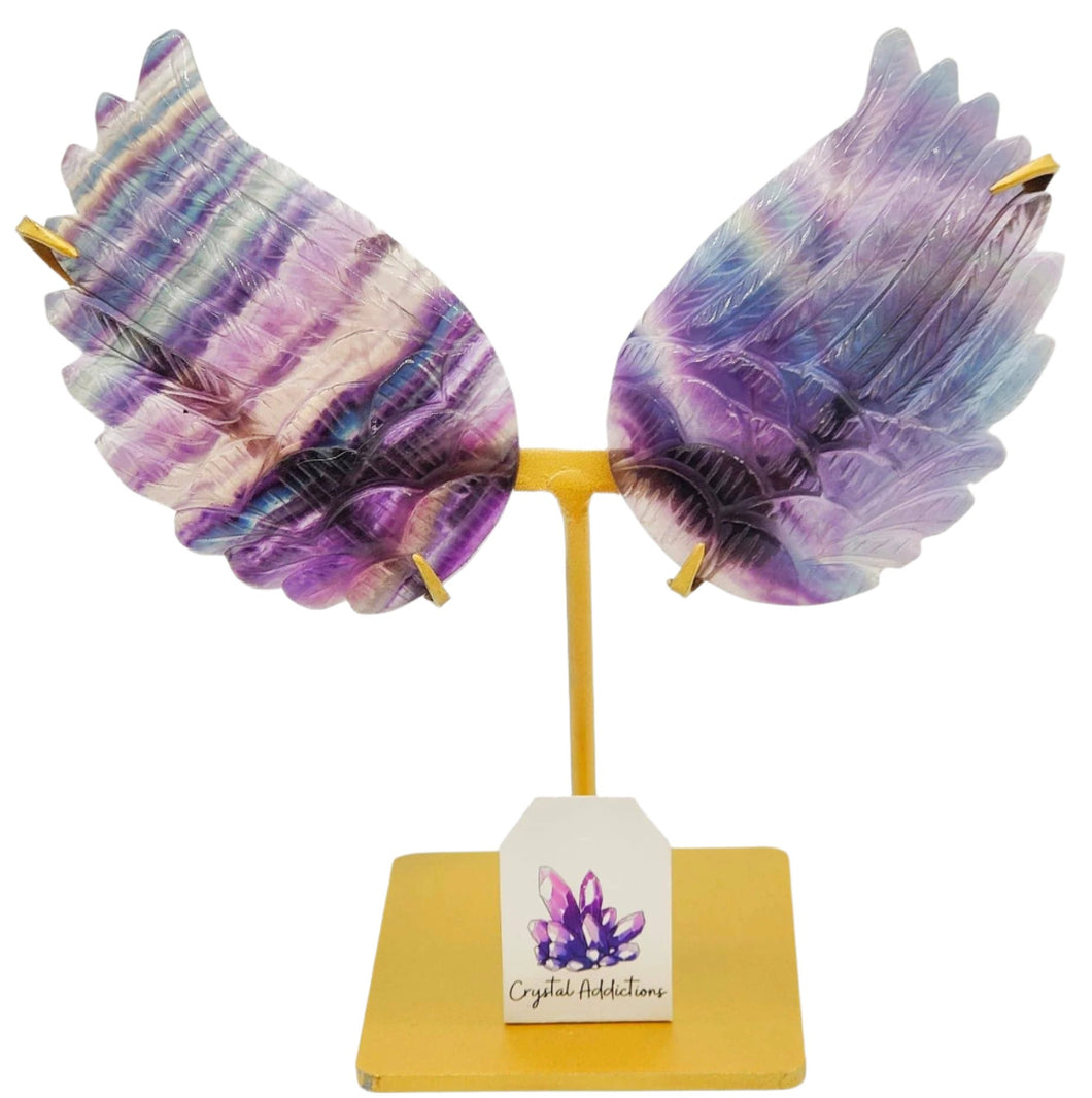 Rainbow Fluorite Wings + Stand # 86