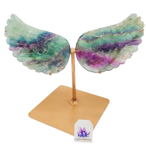 Rainbow Fluorite Wings + Stand # 92