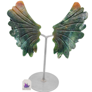 Moss Agate Wings + Stand # 121