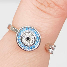 Load image into Gallery viewer, Evil Eye Adjustable Meditation Spinning Ring
