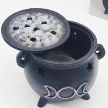 Load image into Gallery viewer, Triple Moon Cauldron Incense Burner
