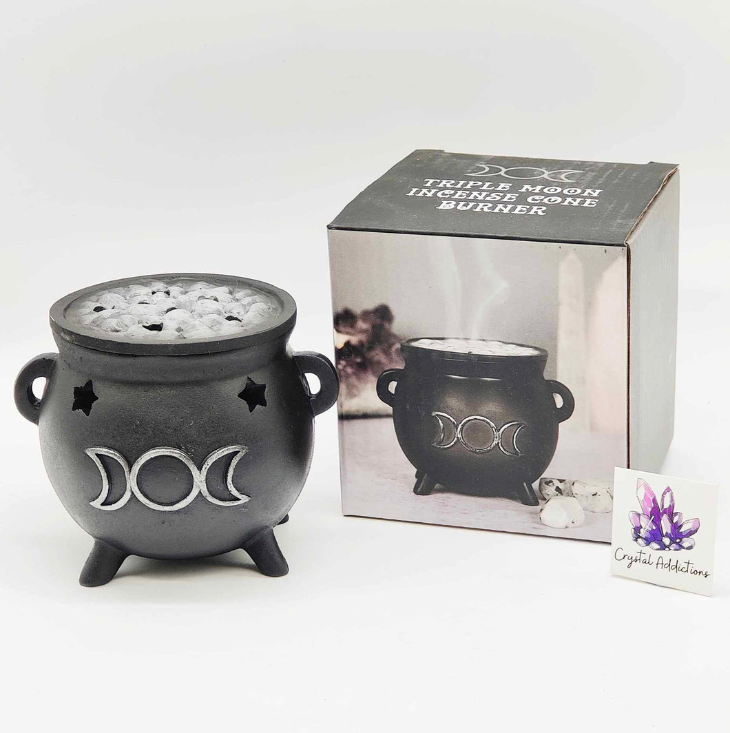 Triple Moon Cauldron Incense Burner