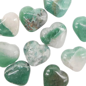 Green Strawberry Quartz Hearts