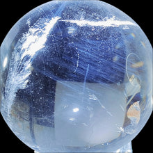 Load image into Gallery viewer, Clear Quartz Blue Feather Needle Sphere # 47
