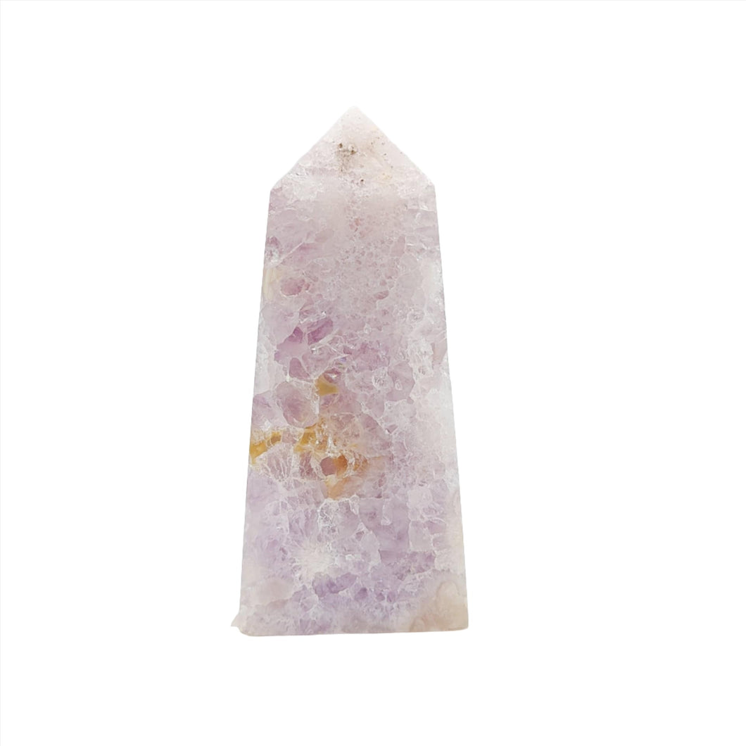 Flower Agate Point + Amethyst Inclusions # 67