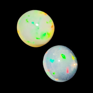 White Opal Round Gemstone x2