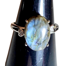 Load image into Gallery viewer, Labradorite Adjustable Silver Ring # 54
