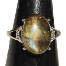 Load image into Gallery viewer, Labradorite Adjustable Silver Ring # 77
