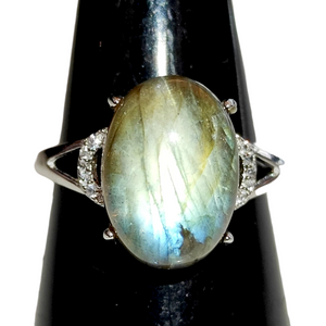 Labradorite Adjustable Silver Ring # 90