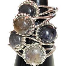 Load image into Gallery viewer, Iolite + Sunstone Silver Adjustable Ring
