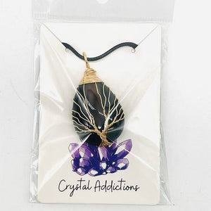 Agate Gold Tree of Life Pendant