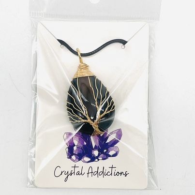 Agate Gold Tree of Life Pendant