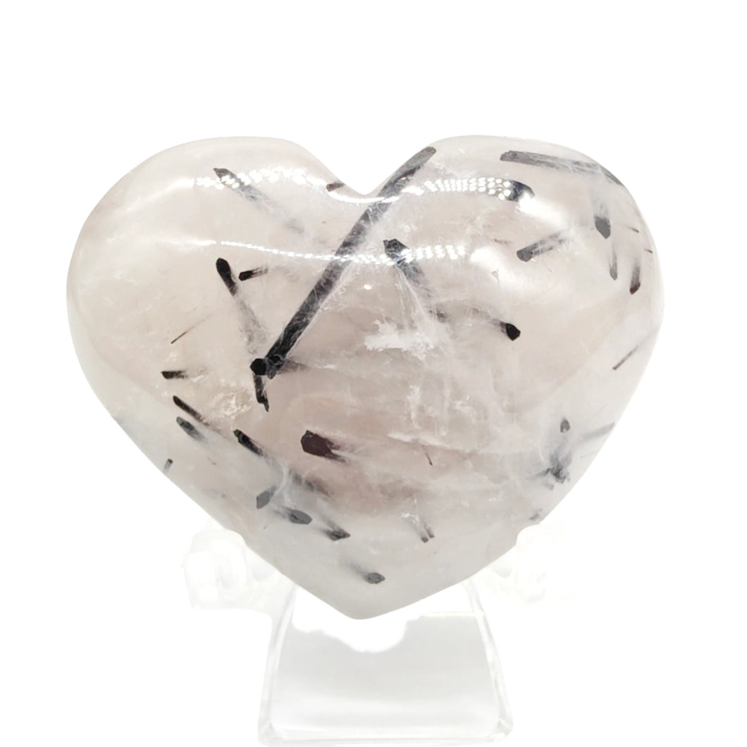 Black Tourmaline in Quartz Heart # 128