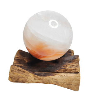 Fire Quartz Sphere + Custom Wood Stand # 76