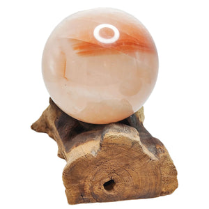 Fire Quartz Sphere + Custom Wood Stand # 76