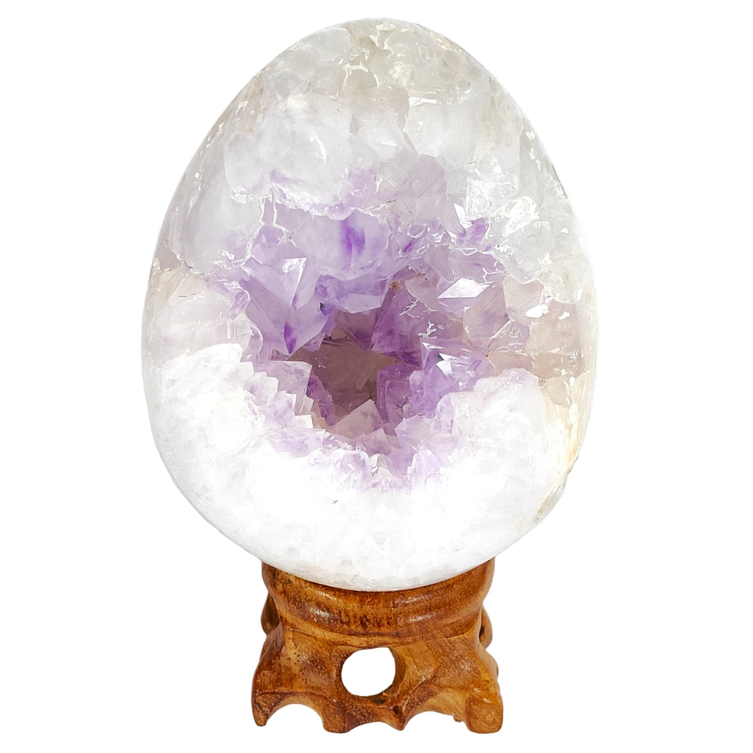 Flower Agate + Amethyst Druzy Egg # 70