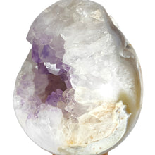 Load image into Gallery viewer, Flower Agate + Amethyst Druzy Egg # 70
