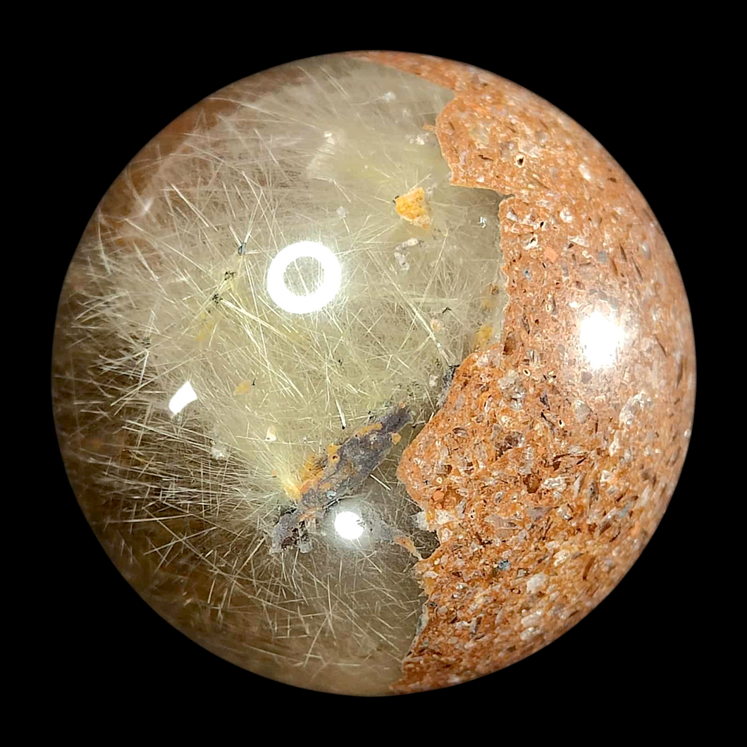 Scenic Garden Quartz with Golden Rutile Sphere # 52