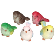 Load image into Gallery viewer, Set of colourful resin bird figurines on a white surface

