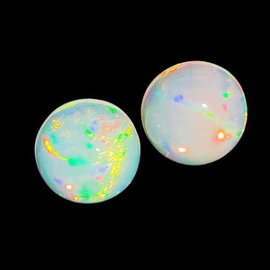 White Opal Round Gemstone x2