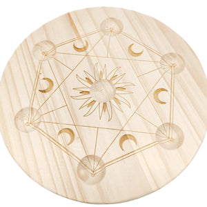 Wooden Etched Seven Sphere Holder