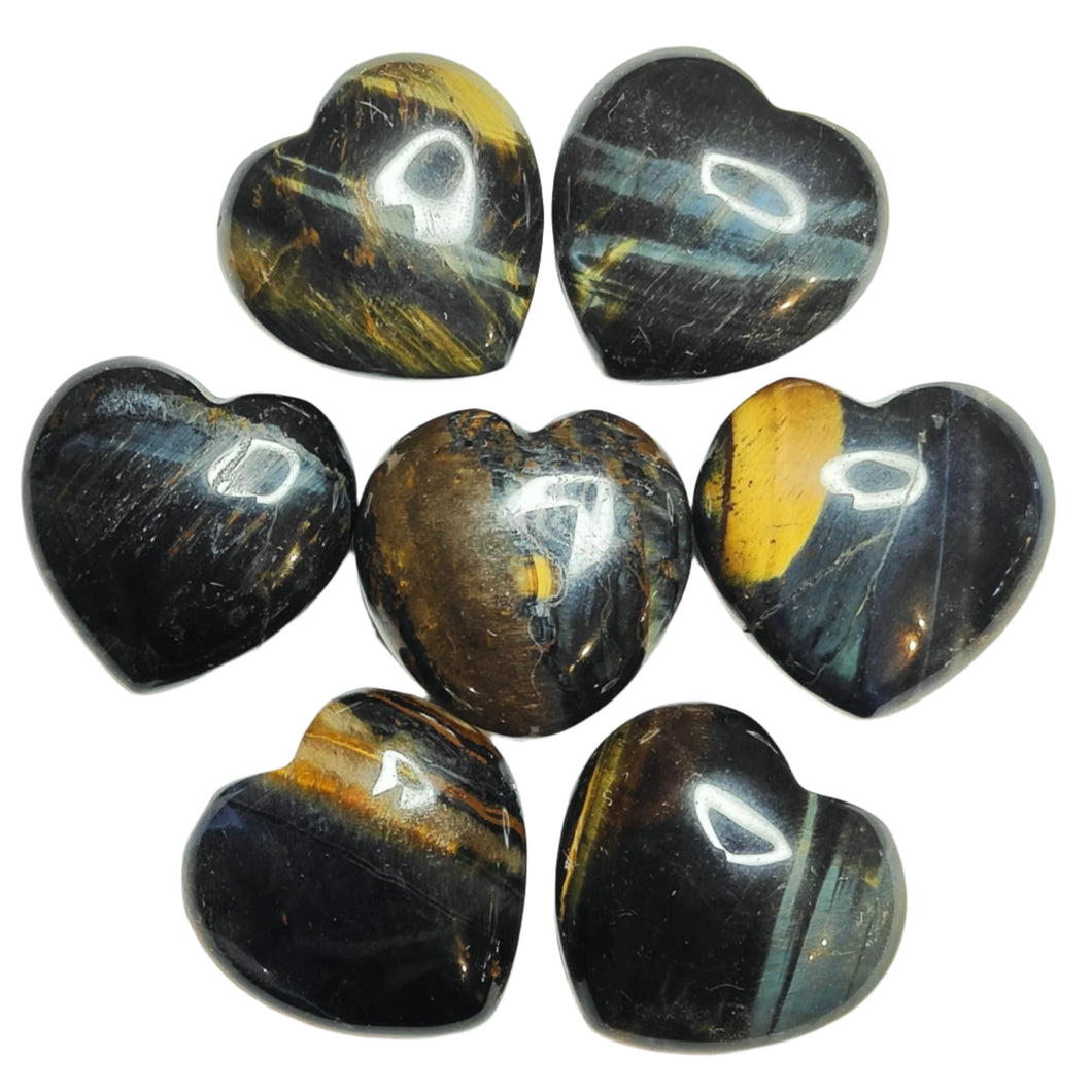 Blue Tiger's Eye Medium Hearts