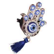 Load image into Gallery viewer, Hamsa Hand Silver Evil Eye Car Vent Clip
