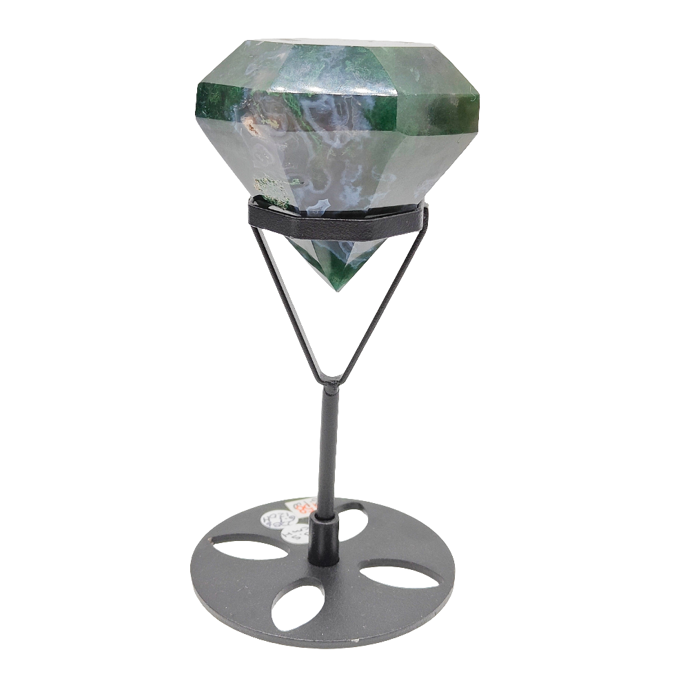 Moss Agate Diamond + Stand # 158