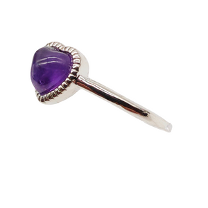 Amethyst Heart Adjustable Ring