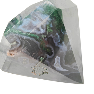 Moss Agate Diamond + Stand # 158